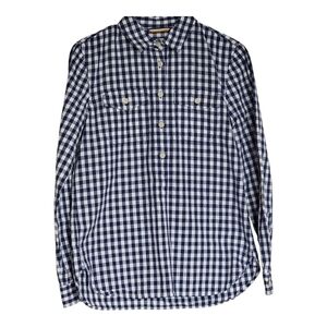 L.L Bean Women's Signature Woven Checked Blue White Shirt Size XS